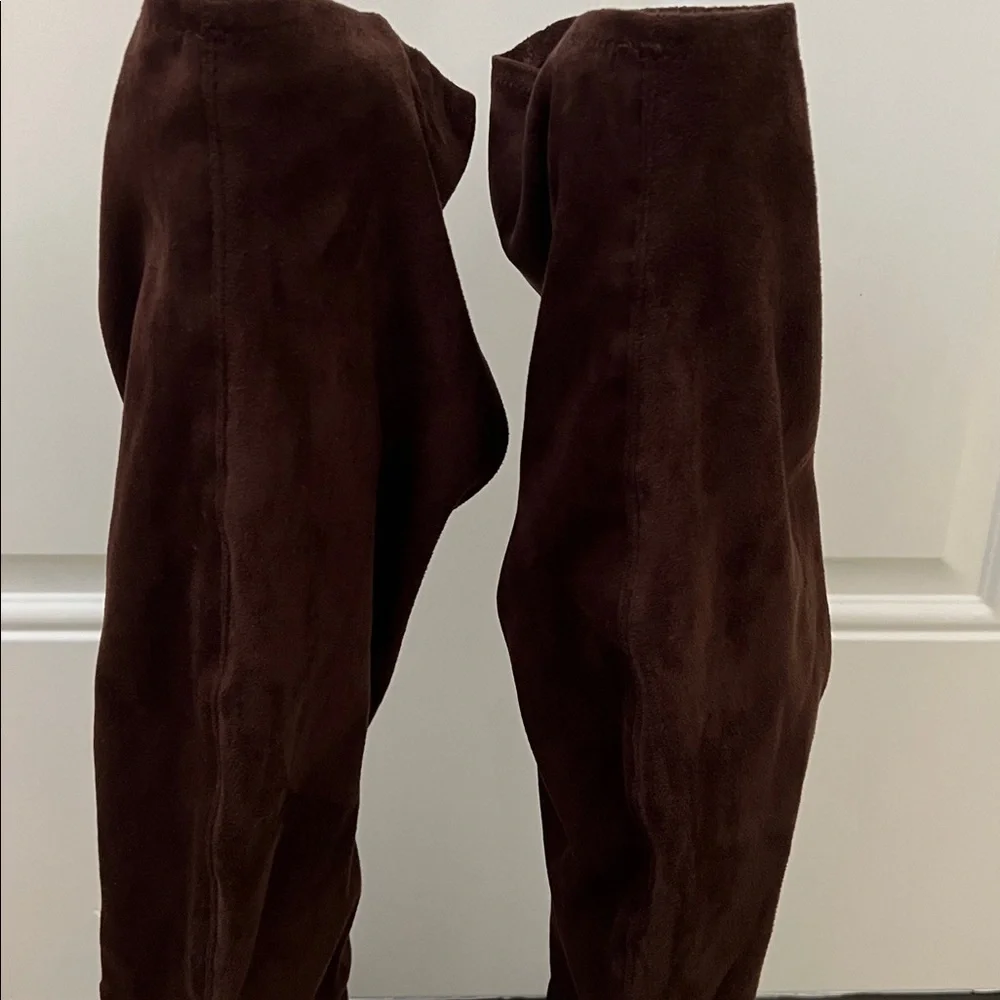 Chocolate Brown Microsuede Christian Siriano Over-the-Knee Boots NWT Size 8